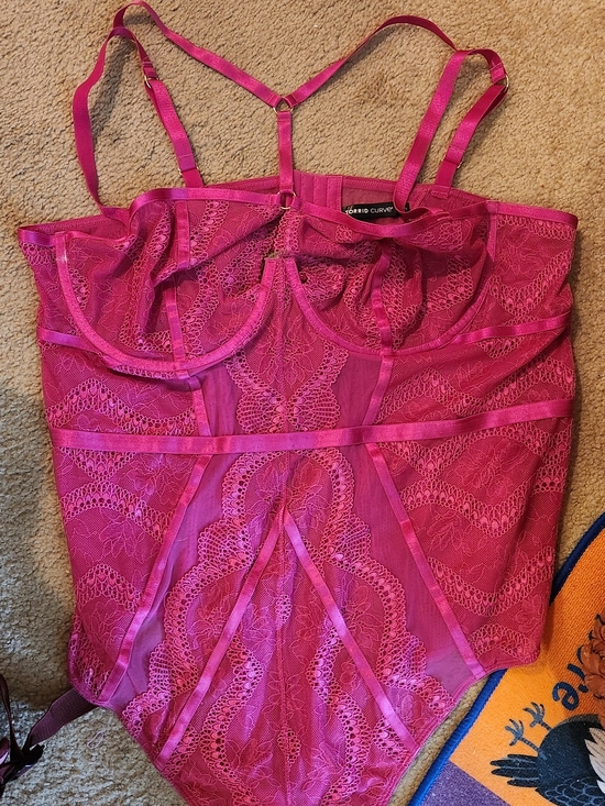 Torrid Curve Other - Curve Charming Fuchsia Lace Bodysuit Chemise
